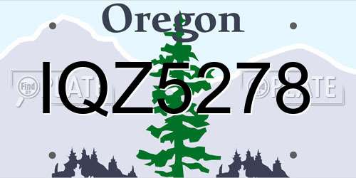 IQZ5278 Oregon License Plate