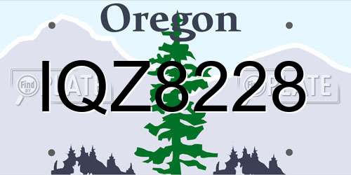 IQZ8228 Oregon License Plate