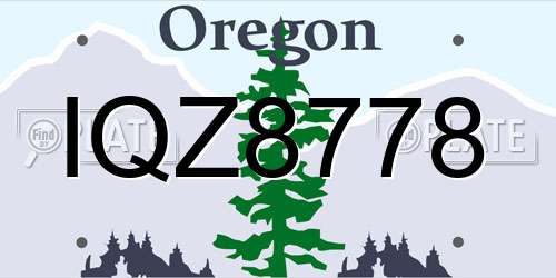 IQZ8778 Oregon License Plate