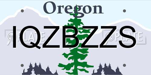 IQZBZZS Oregon License Plate