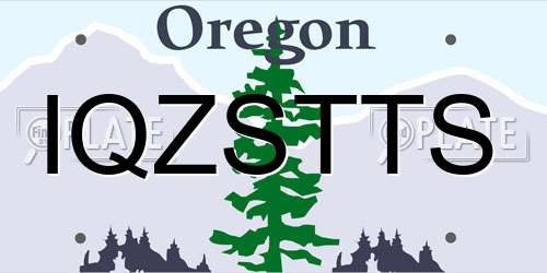 IQZSTTS Oregon License Plate