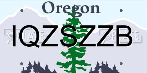 IQZSZZB Oregon License Plate