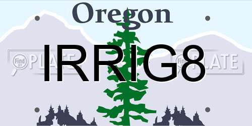 IRRIG8 Oregon License Plate
