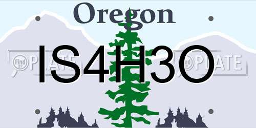 IS4H3O Oregon License Plate
