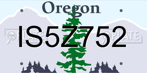 IS5Z752 Oregon License Plate
