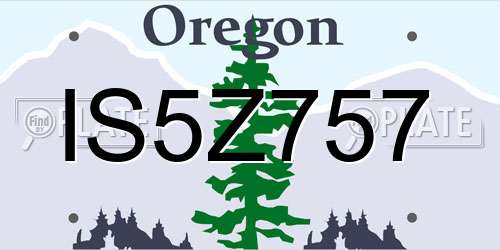 IS5Z757 Oregon License Plate