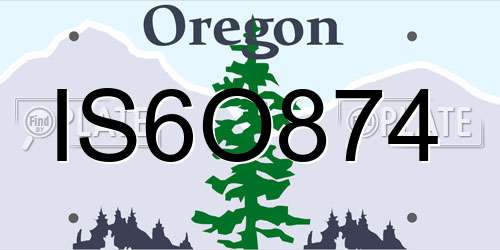 IS6O874 Oregon License Plate