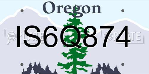 IS6Q874 Oregon License Plate