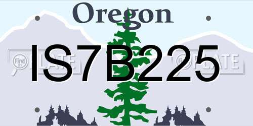 IS7B225 Oregon License Plate