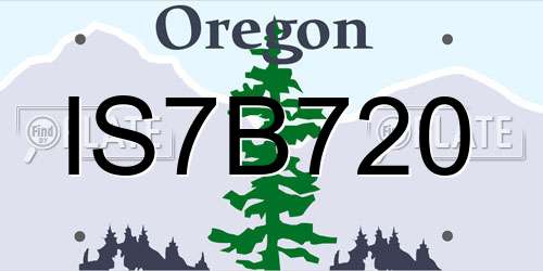 IS7B720 Oregon License Plate
