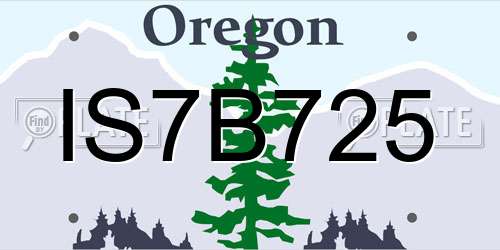 IS7B725 Oregon License Plate