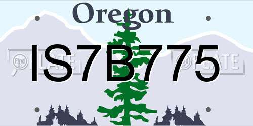IS7B775 Oregon License Plate