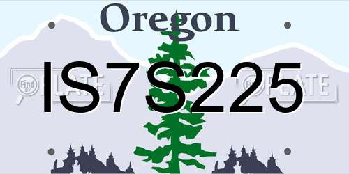 IS7S225 Oregon License Plate