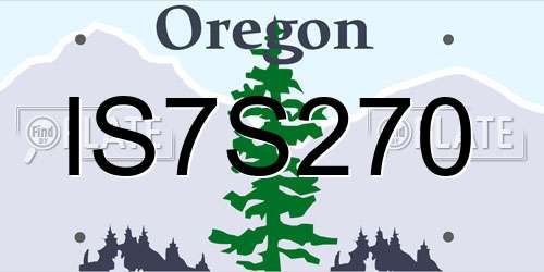IS7S270 Oregon License Plate
