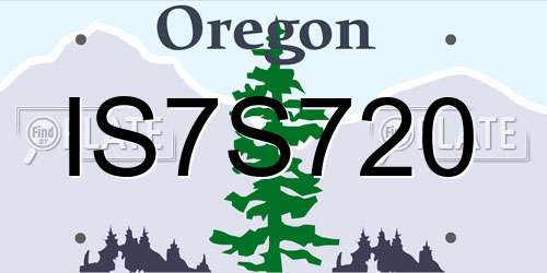 IS7S720 Oregon License Plate
