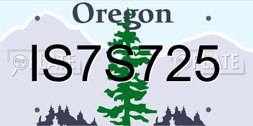 IS7S725 Oregon License Plate