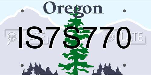 IS7S770 Oregon License Plate