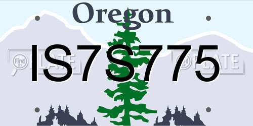 IS7S775 Oregon License Plate