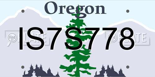 IS7S778 Oregon License Plate