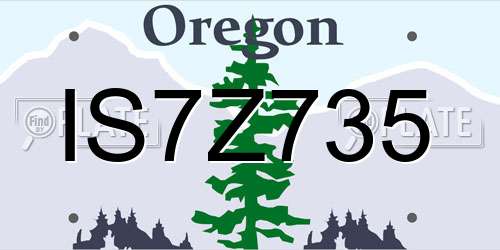 IS7Z735 Oregon License Plate