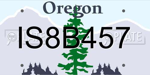 IS8B457 Oregon License Plate