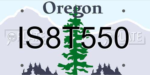 IS8T550 Oregon License Plate