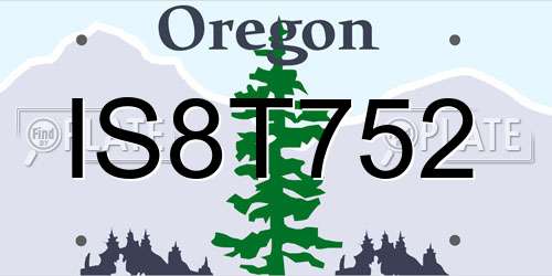 IS8T752 Oregon License Plate