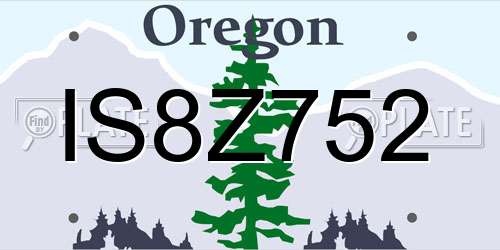 IS8Z752 Oregon License Plate