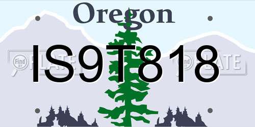 IS9T818 Oregon License Plate