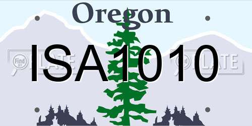 ISA1010 Oregon License Plate