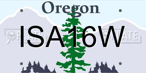ISA16W Oregon License Plate