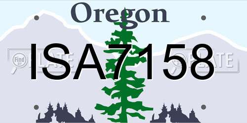 ISA7158 Oregon License Plate