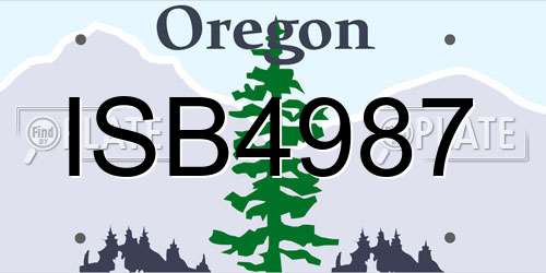 ISB4987 Oregon License Plate