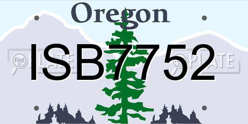 ISB7752 Oregon License Plate