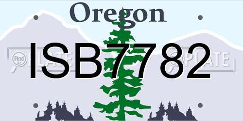 ISB7782 Oregon License Plate