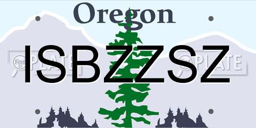 ISBZZSZ Oregon License Plate