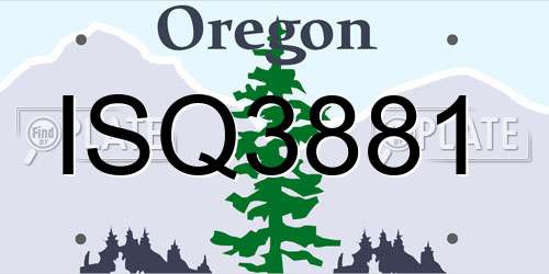 ISQ3881 Oregon License Plate