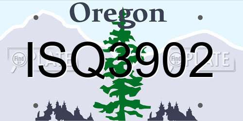 ISQ3902 Oregon License Plate
