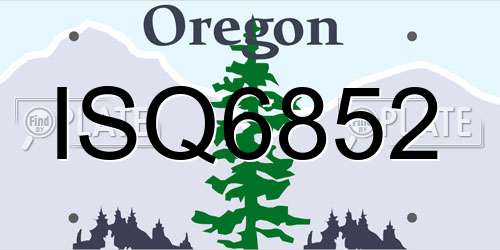 ISQ6852 Oregon License Plate