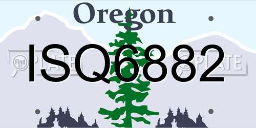 ISQ6882 Oregon License Plate