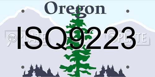 ISQ9223 Oregon License Plate
