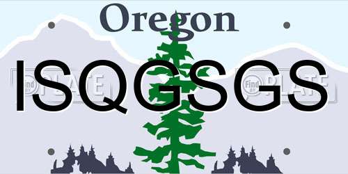 ISQGSGS Oregon License Plate
