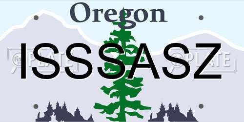 ISSSASZ Oregon License Plate