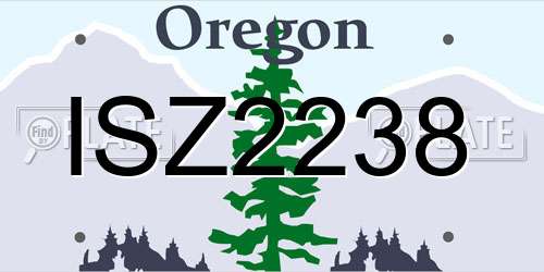 ISZ2238 Oregon License Plate