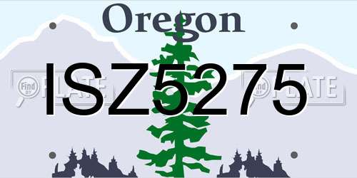 ISZ5275 Oregon License Plate