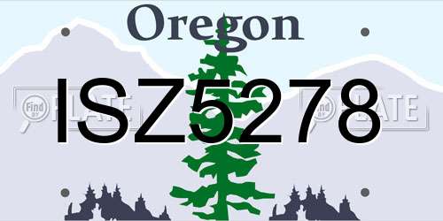 ISZ5278 Oregon License Plate