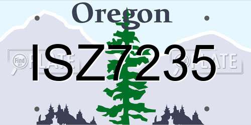 ISZ7235 Oregon License Plate