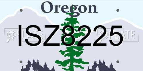 ISZ8225 Oregon License Plate