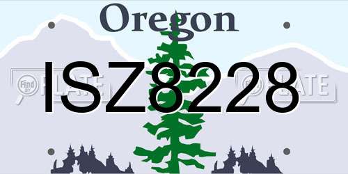 ISZ8228 Oregon License Plate
