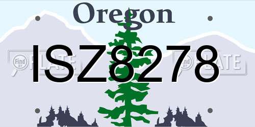 ISZ8278 Oregon License Plate
